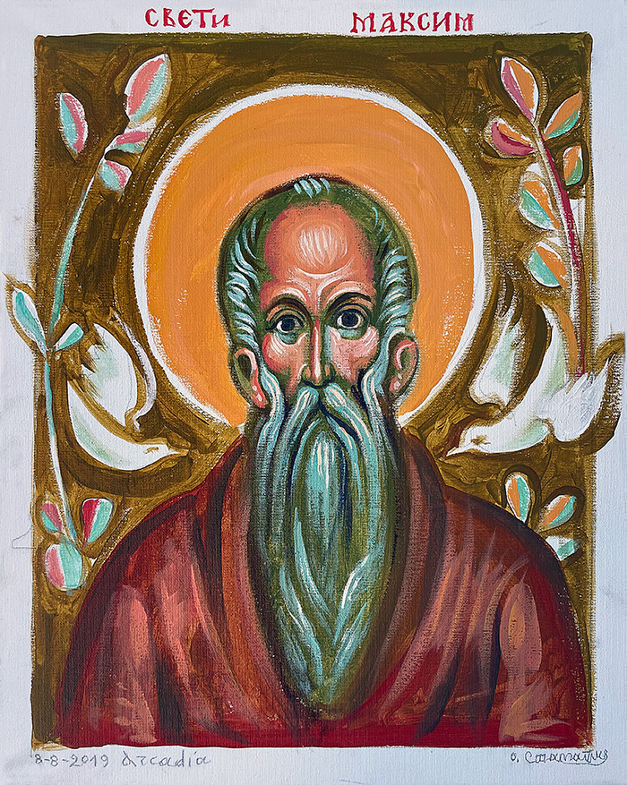 "St Maximus the Confessor", acrylic on canvas, Stamatis Skliris, 2019