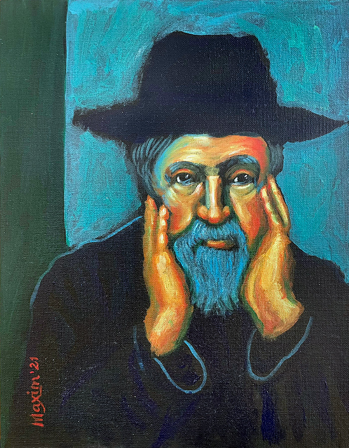 "Father Dumitru: The Theologian of the Prisons", acrylic on canvas, by Bishop Maxim, 2021