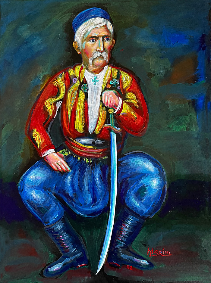“Marko Miljanov”, acrylic on canvas, by Bishop Maxim, 2022