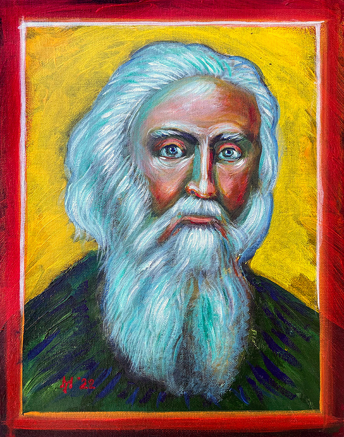 “Elder Sophrony”, acrylic on canvas, by Bishop Maxim, 2022