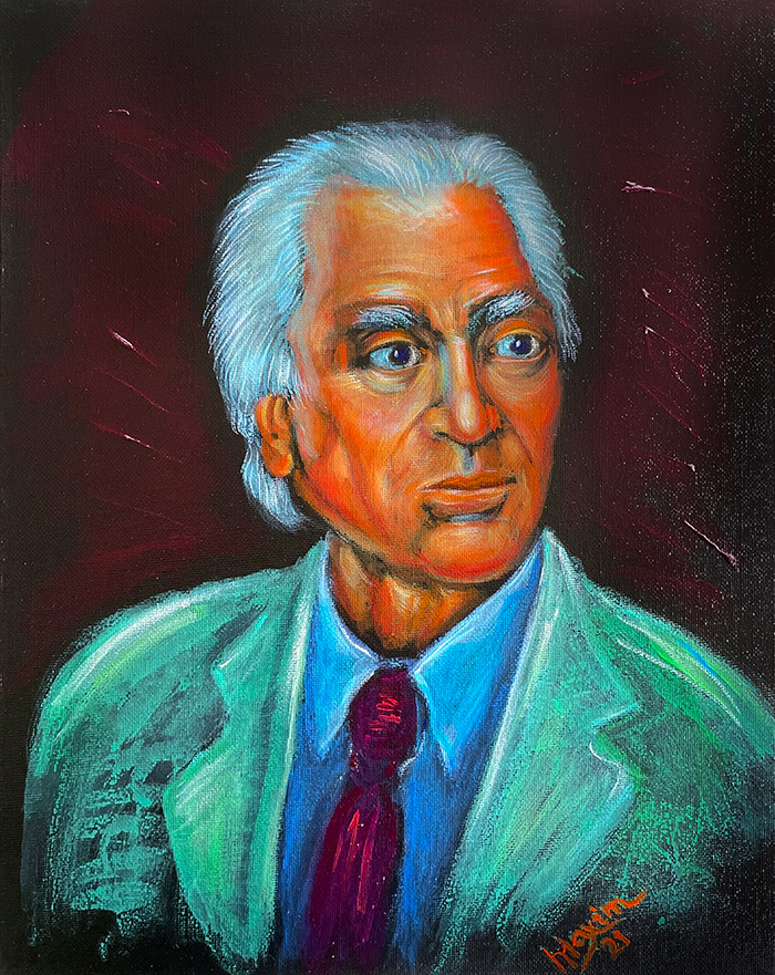 "Philosopher Christos Yannaras", acrylic on canvas, by Bishop Maxim, 2021