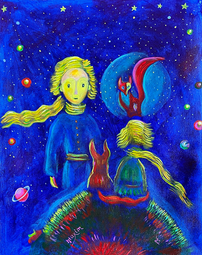 "The Little Prince, No 5", acrylic on canvas, by Bishop Maxim, 2022
