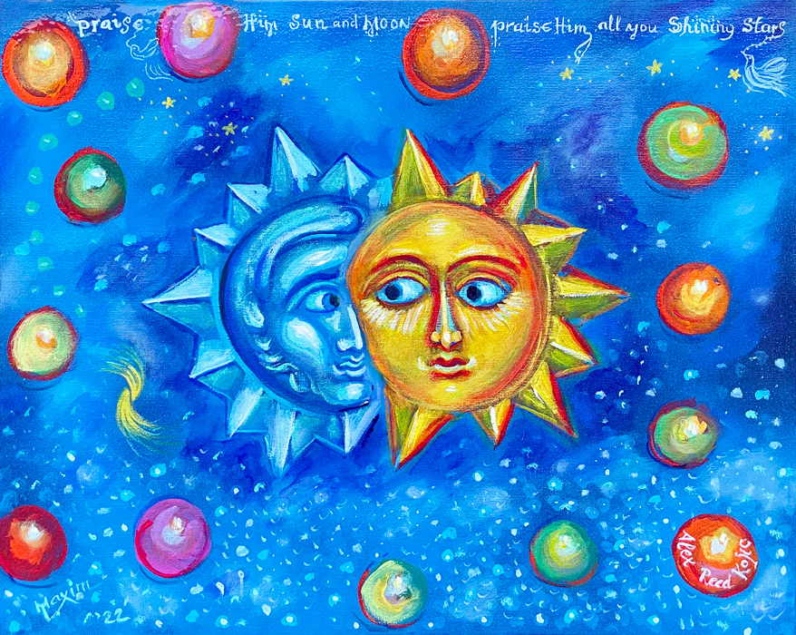 "Praise Him, Sun and Moon... All You Shining Stars", acrylic on canvas, by Bishop Maxim, 2022