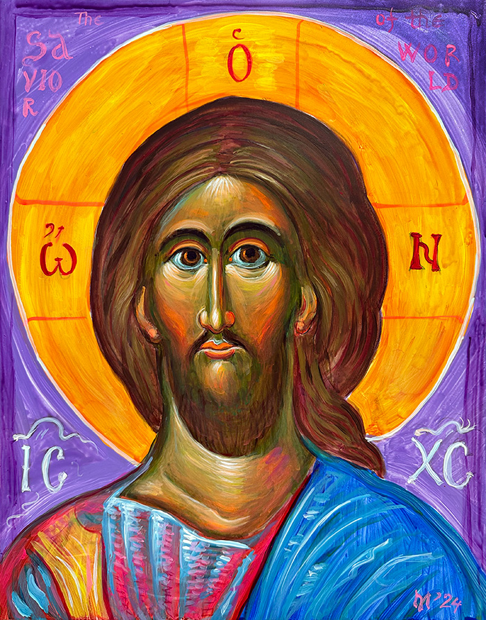 "The Savior of the World", acrylic on gesso board, Bishop Maxim, 2024