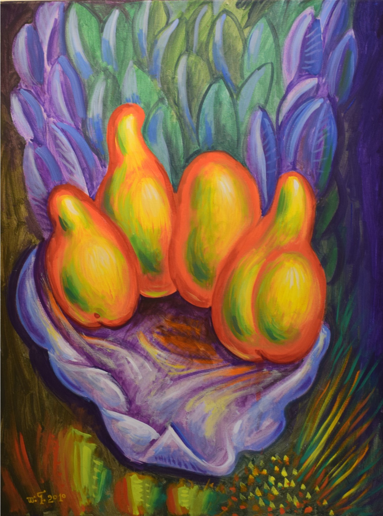 “Fruits of the Fire”, acrylic on canvas 2010, 50x70 Π133 - Φρούτα της φωτιάς, 2010, ακρυλικό σε μουσαμά, 50*70