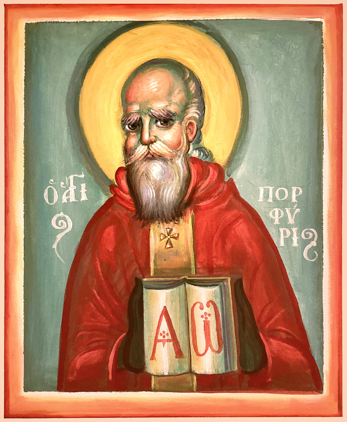 "Saint Porphyrios", acrylic on canvas, Stamatis Skliris, 2023, 40x30cm