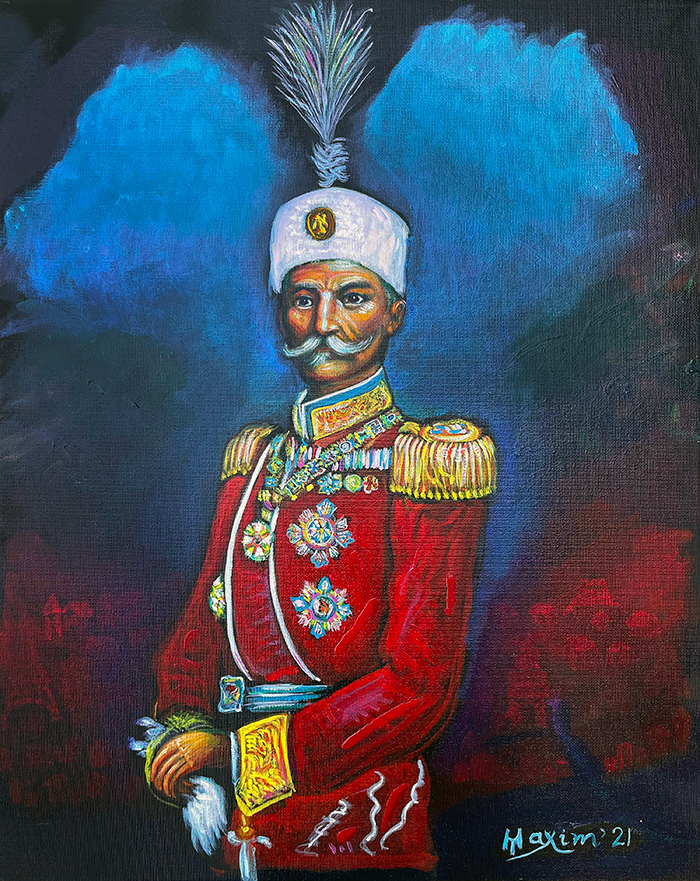 "King Peter I of Serbia and Yugoslavia, No 4", acrylic on canvas, Bishop Maxim, 2021