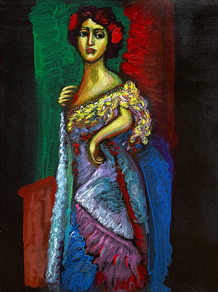 "Mexican Lady", acrylic on canvas, Bishop Maxim, 2021