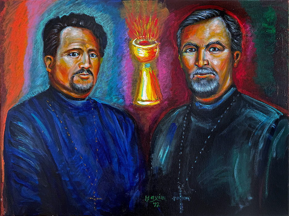 "The Sacred Pillars of Orthodoxy in the West", acrylic on canvas, by Bishop Maxim, 2022