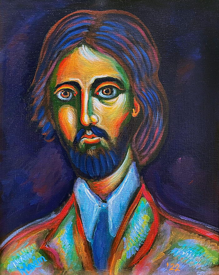 "Ivan Karamazov: I Hasten to Give Back My Entrance Ticket", acrylic on canvas, 11x14 inch, Bishop Maxim, 2022