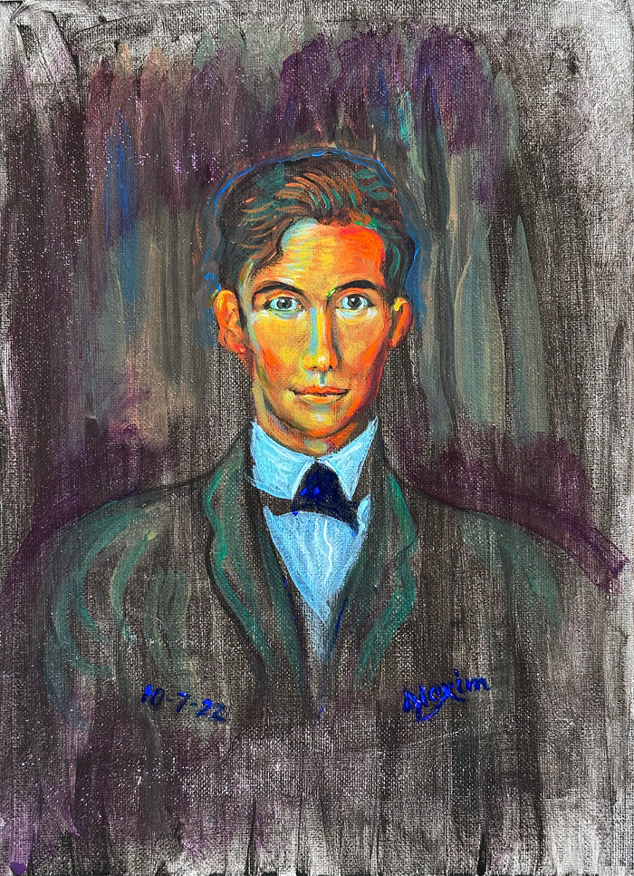 "Federico Garcia Lorca", acrylic on canvas panel, 33x24 cm, Bishop Maxim, 2022