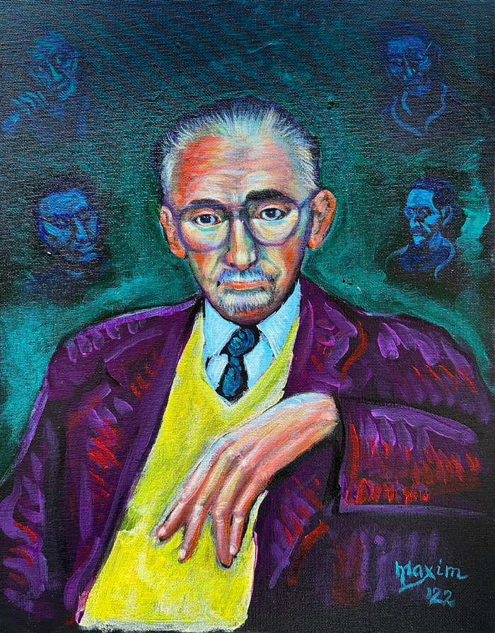 "Borislav Pekic", acrylic on canvas, Bishop Maxim, 2022