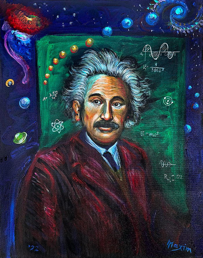 “Albert Einstein”, acrylic on canvas, Bishop Maxim, 2022