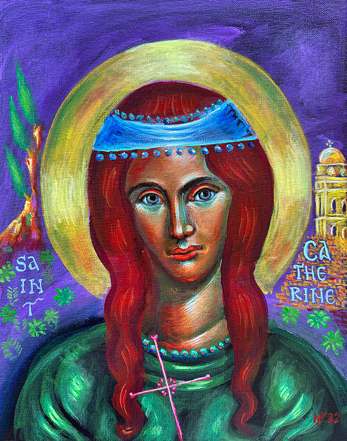 "St. Catherine the Great-Martyr", acrylic on canvas, 11x24 inch, Bishop Maxim, 2022