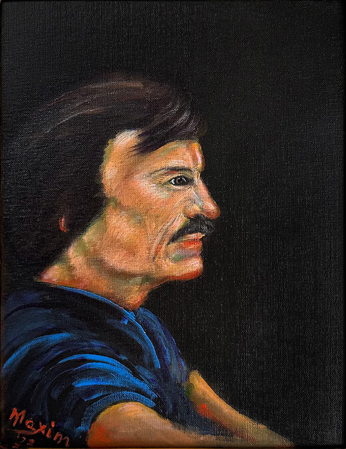 "A Study of Andrei Tarkovsky's Portrait", acrylic on canvas, 11x14 inch, Bishop Maxim, 2023