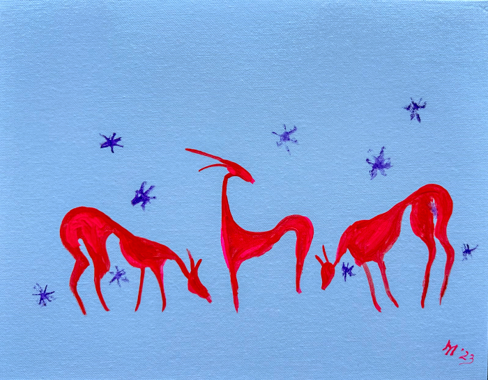 "Paradise of Deer", acrylic on canvas, Bishop Maxim, 2023