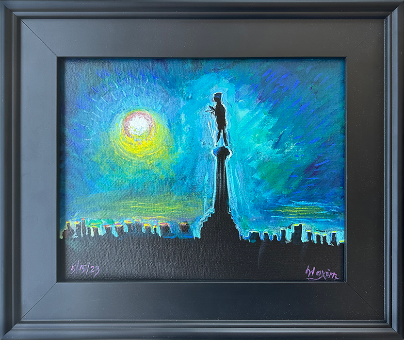 "Belgrade is Awakening—Pobednik (The Victor) Monument in Belgrade”, acrylic on canvas, Bishop Maxim, 2023