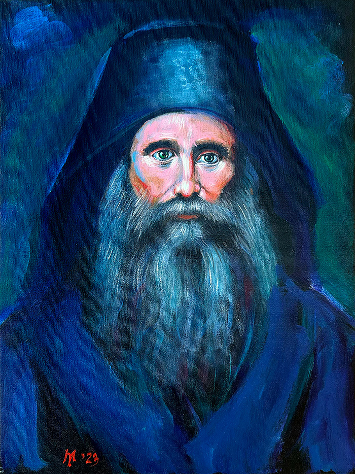 "St. Silouan the Athonite", acrylic on canvas, Bishop Maxim, 2023
