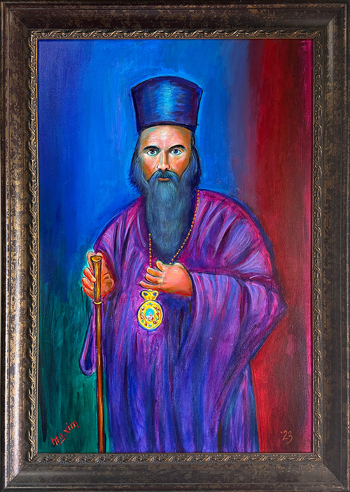 "St. Nicholai", acrylic on canvas, Bishop Maxim, 2023