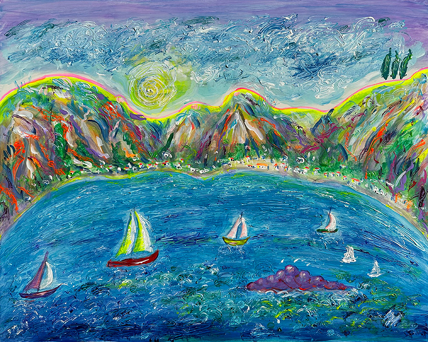 “An Impressionist Vista: Bocca di Cattaro,” acrylic on canvas, Bishop Maxim, 2024