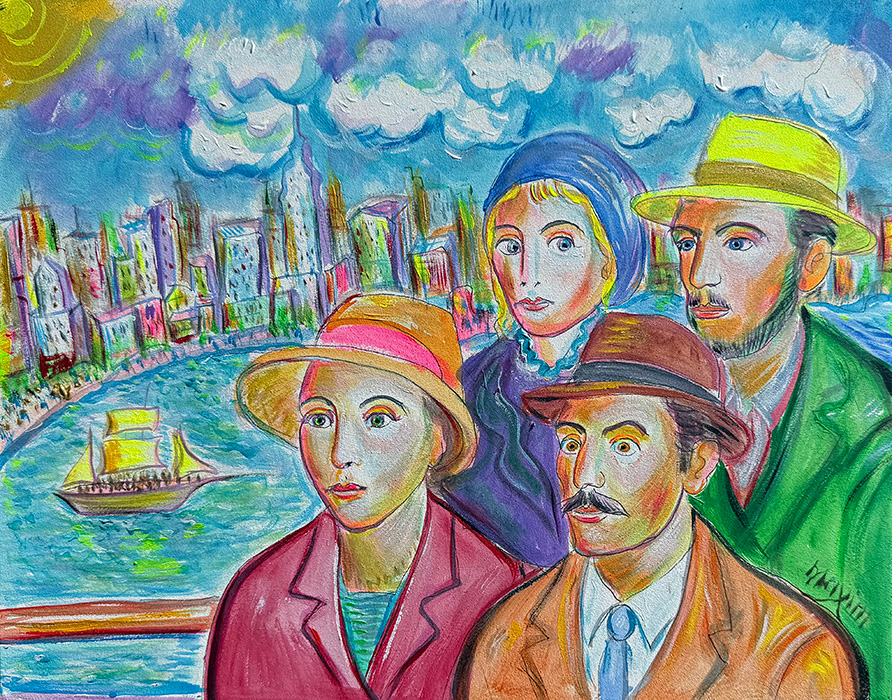 "Awaiting the Newcomers", acrylin on gesso board, Bishop Maxim, 2025