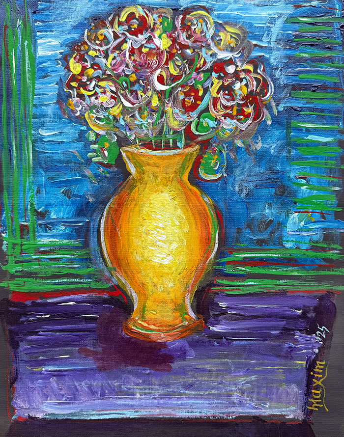 "The Golden Vase", acrylic on canvas panel, Bishop Maxim, 2025