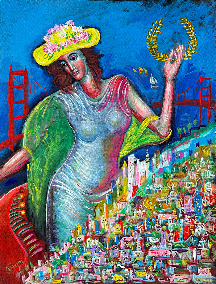 "Alma of San Francisco", acrylic on canvas, Bishop Maxim, 2025