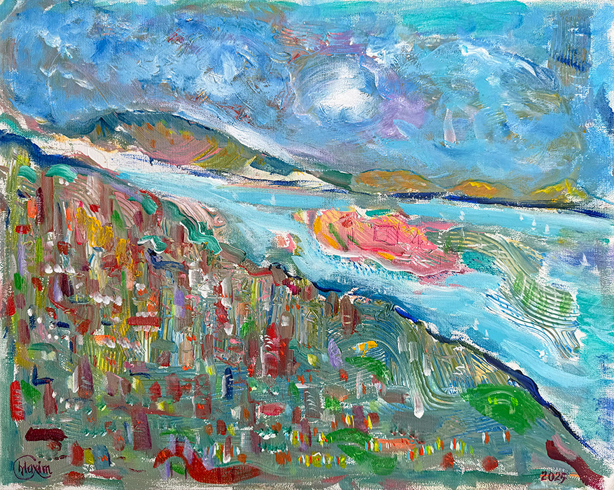 "San Francisco Bay, Morning Reverie", acrylic on canvas, Bishop Maxim, 2025