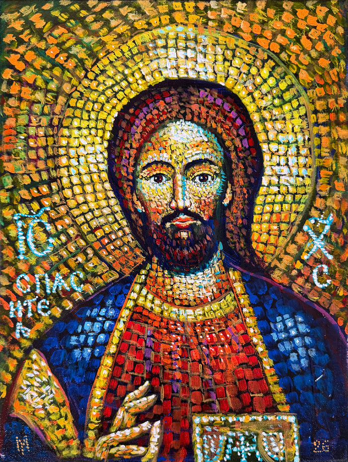 "Christ Pantocrator: The Gathering of Light", acrylic on canvas, 12 x 16 in, Bishop Maxim, 2026
